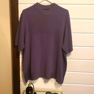 SAG HARBOR Plum color, short sleeve sweater